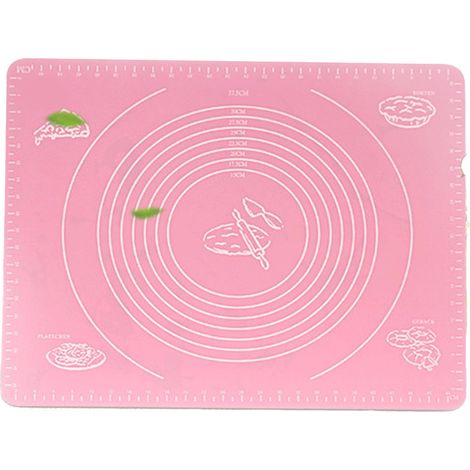 Antihaft-Backmatte aus Silikon mit Messskala für Gebäck, Pizza und Kekse, Rosa (1/5)