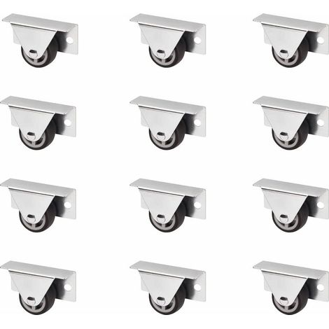 Lot de 12 Roulettes pour caisson TRIER (Ø 30 mm, pour montage latéral, gris foncé) Roulette de meuble de transport Idéale pour les caissons de lit et les tiroirs au sol (1/5)