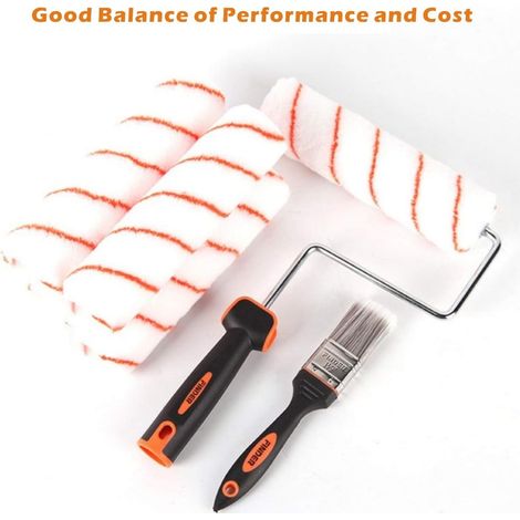 Set mit 5 professionellen Farbrollern, inklusive 22,9 cm Stiel, Rollerrahmen, 3,8 cm Pinsel und ABS-Farbwanne (1/4)