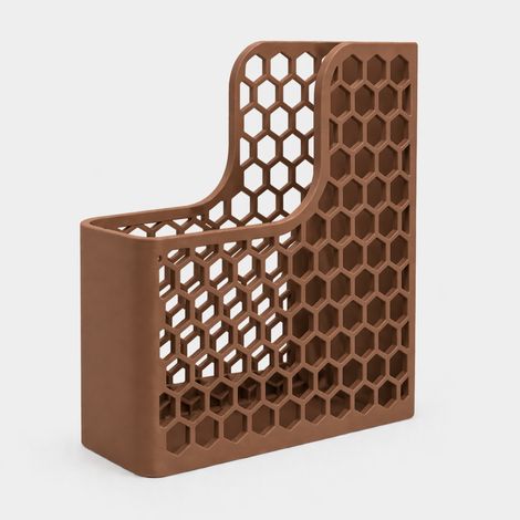 Organizador de documentos A4 hexagonal marrón calado para uso de oficina. (1/3)