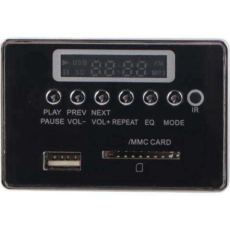 Bluetooth-MP3-Modul, USB-Audiodecoder, FM-Radio, Speicher, Schwarz (1/5)