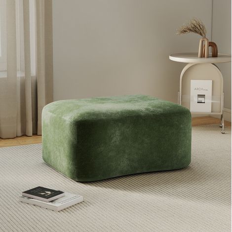 Ottomano 96x69x45 cm verde in velluto, senza montaggio, struttura senza telaio MEUBLIV (1/5)