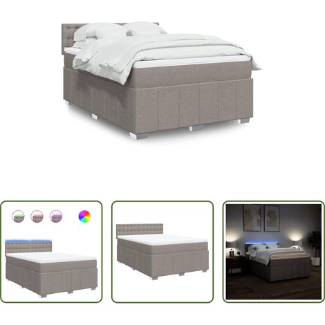 vidaXL Surmatelas -  Sommier à lattes de lit avec matelas Taupe 140x200 cm Tissu (1/5)