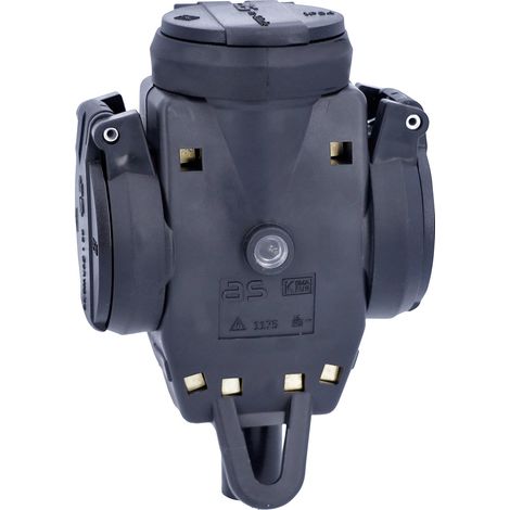 AS Schwabe 60455 3fach-Kupplung Vollgummi 230 V Schwarz IP44