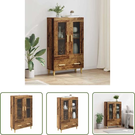 vidaXL Wohnzimmer Vitrine - Highboard mit Schubladen Altholz 70 x 31 x 115 cm Holzwerkstoff (1/5)