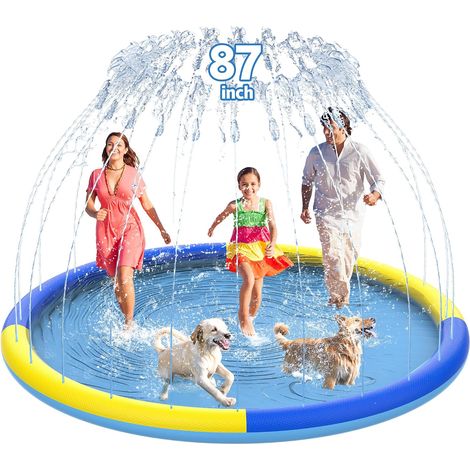 220cm Anti Slip Splash Mat for Kids Dogs Thick Sprinkler Water Toys Summer Outdoor Paddling Pool Extra Large Kids (1/5)