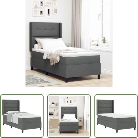 vidaXL Stoffbett - Boxspringbett mit Matratze Dunkelgrau 200 x 80 cm Stoff (1/5)