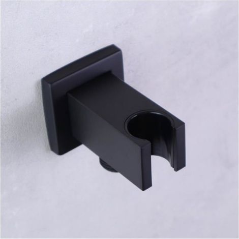 Support Douche Mural - Laiton Massif - Finition Noir Mat - Pour Pommeau De Douche Et Douchette Bidet - 1/2 Pouces NPT - 65 X 30 X 30 Mm (1/5)