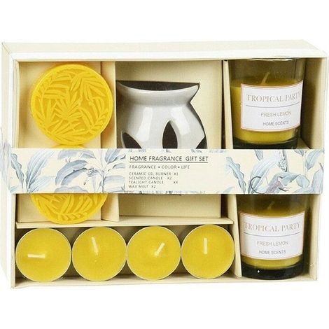 Lámpara de aromaterapia de cerámica con calentador, caja de regalo, con efecto repelente de insectos y purificador, color amarillo (1/2)