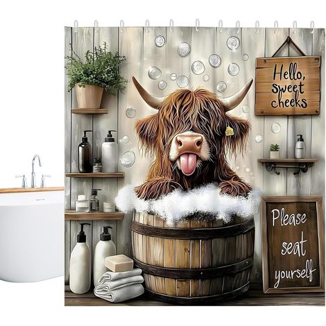 Shower Curtain 70 8 x 70 8 inches Cute Cow Print Fabric