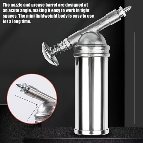 Injecteur de graisse miniature 80CC/3OZ, distributeur de graisse à buse aiguille à pression manuelle à une main, pistolet à graisse compact avec poignée de pistolet, universel pour la plupart des véhi (1/3)