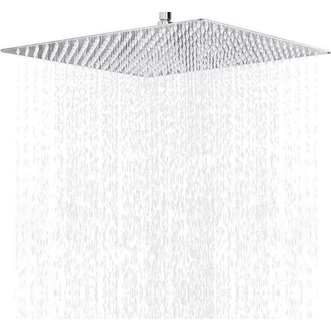 High-pressure shower head, square design, stainless steel, 16 inches (1/5)