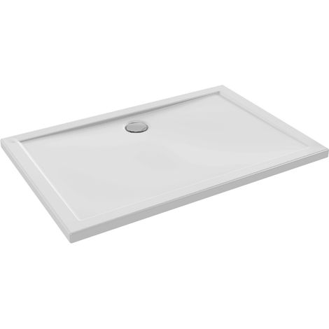 Receveur de douche 120 x 80 JACOB DELAFON Gaspard extra-plat céramique bonde centrée sur la longueur (1/4)