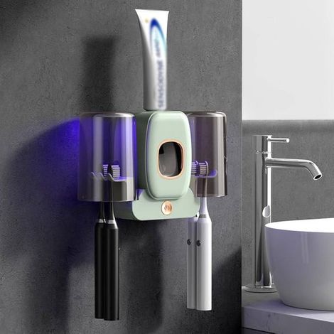 Esterilizador de cepillos de dientes UV，montaje en pared con ventilador de esterilización，esterilizador inteligente de cepillos de dientes (1/5)