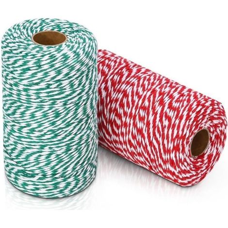 Ficelle de Noël - Non spécifié - Lot de 2 rouleaux - 200M - Coton - Rouge et Vert (1/4)