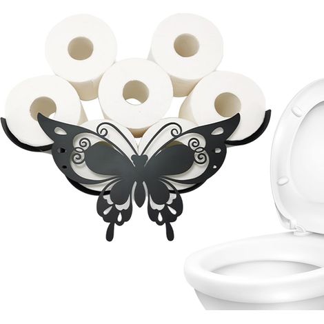 Toilet Paper Holder Wall Mounted Shelf with Butterfly Design (1/5)