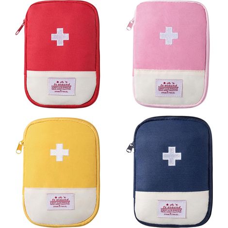 4-teiliges Erste-Hilfe-Set, leere Medikamentenbeutel für Reisen, Mini-Erste-Hilfe-Set, Erste-Hilfe-Set, Medikamentenaufbewahrungsbeutel, Reisetasche, Medikamentenbeutel, integrierte Tasche, für Outdoo