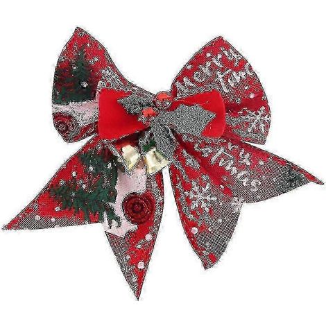 Lot de 8 nœuds de Noël, nœuds pour sapin de Noël, décorations de Noël (d, style) (1/2)
