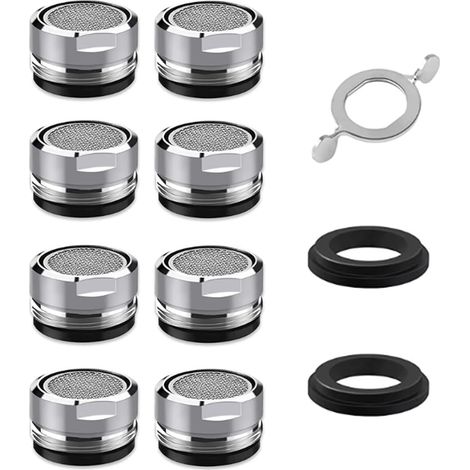 Mousseur Robinet M24, 8 PCS, Embout Robinet Cuisine Salle de Bains, Aérateur avec Clé, Joints et Filtre en Acier Inoxydable (1/5)
