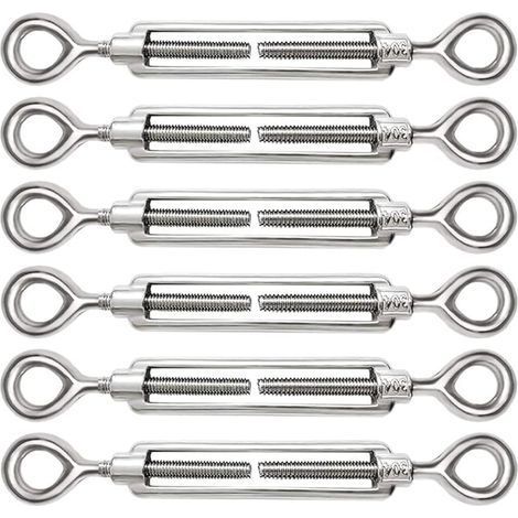 6 Pièces Tendeur Cable M5 Tendeur Cable Inox 304 Réglable Oeil de Ridoir et Oeil pour Tendeur de Fil Cable Acier Corde Crochet Tendeur Accessoires (1/5)