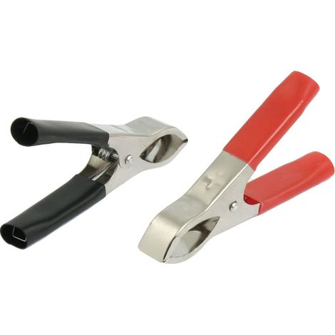 sourcing map 2 PCS manchon isolé noir rouge pinces crocodiles métalliques pour batterie de voiture