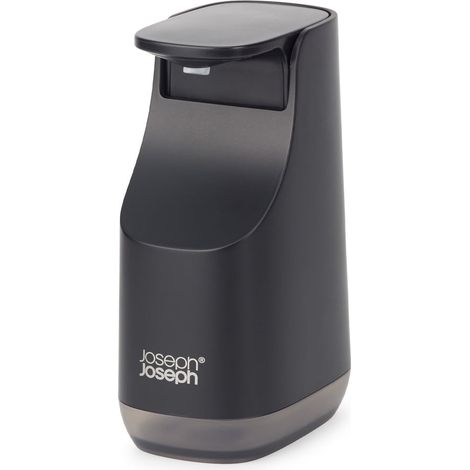 Dispensador de jabón compacto Joseph Joseph Slim, acabado negro mate, diseño eficiente para ahorrar espacio, bomba fácil de usar, capacidad de 350 ml, ideal para baños