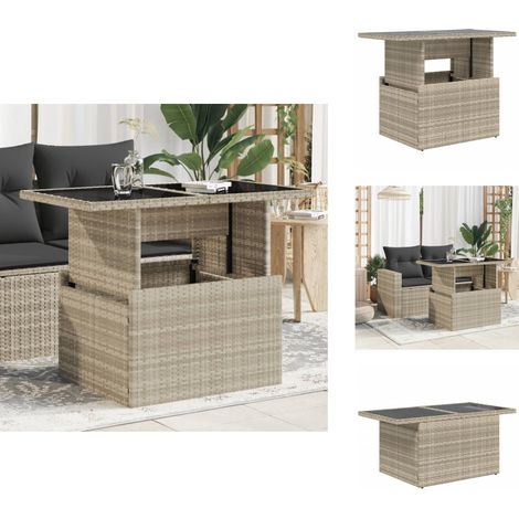 Table de jardin dessus en verre gris clair 100x55x73 cm rotin - Table De Jardin - Tables De Jardin - Table D'extérieur - Table De Patio (1/5)