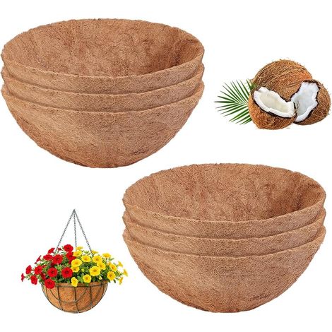 6 x 42 cm Natural Coconut Fibre for Flower Pots, Hanging Basket for Flower Pots, Replacement Coconut Fibre for Planter, Plant Basket, Outdoor Garden (1/5)