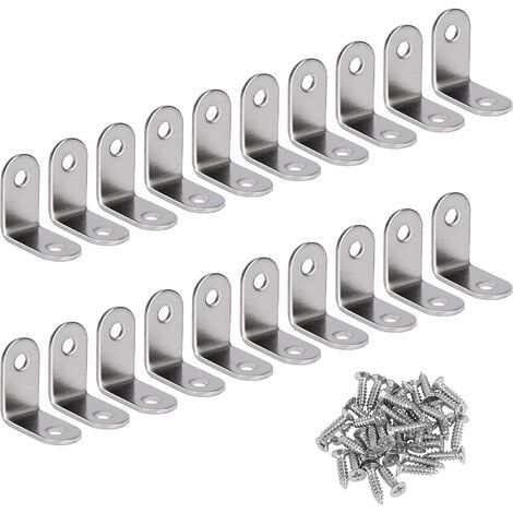 Support D'Angle - Acier Inoxydable 30 X 30 X 16 Mm - Fixation À 90 Degres Pour Renforcement De Meubles Et Etagères - 20 Pièces (1/5)