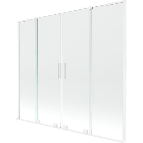 Mexen Velar L Duo pare-baignoire 2 volets coulissants 200 x 150 cm, transparent, blanc - 896-200-003-02-20 (1/2)