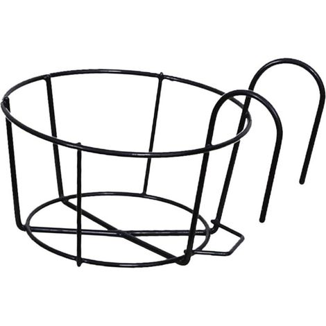 Garde-Corps jardinières Porte-Pot de Fleur Ronde clôture étagère conteneur Fer Art paniers Suspendus Fer Art Support pour extérieur Balcon Pont Porche, Noir 12cm (1/5)