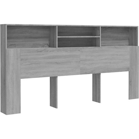 Testiera con accessorio letto contenitore ripiano comodino 200 x 19 x 103,5 cm MDF grigio TDL0200003