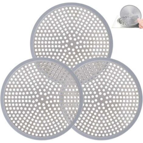 Lot de 3 filtres de vidange en acier inoxydable pour baignoire, cuisine, salle de bain, douche (gris) (1/4)
