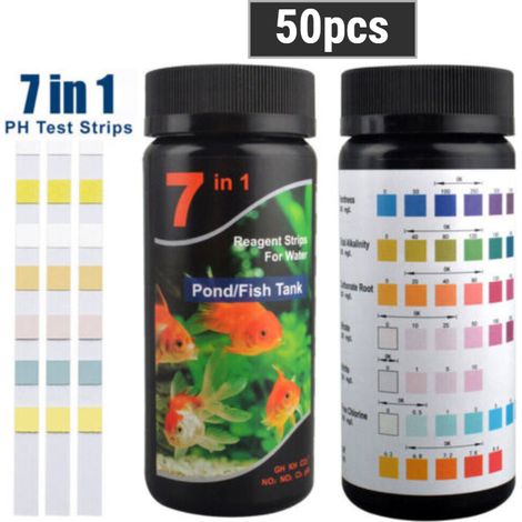 Strisce reattive per il pH 7 in 1 per acquari, acque tropicali, stagni e acquari tropicali - 50 strisce (1/4)