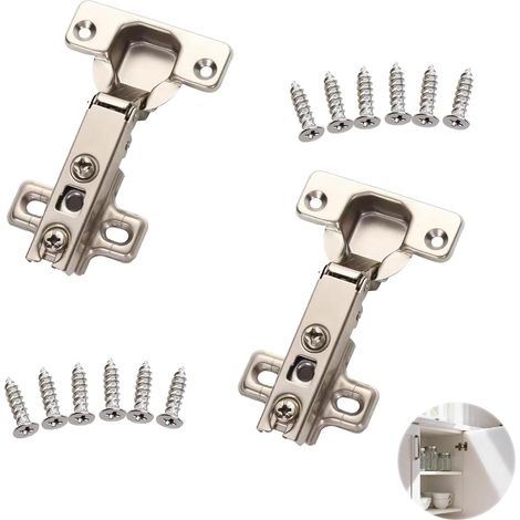 2 pièces Charnières Porte de Cuisine Recouvrantes, pour Placard, Charnière Invisible et Robuste, pour Meubles et Rénovation, Installation Facile et Réglage 3D (1/5)