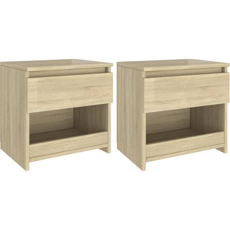 Lot de 2 Tables de Chevet, Tables de nuit, pour Chambre Salon Couloir, Chêne sonoma 40x30x39 cm Aggloméré OIB6195E (1/5)