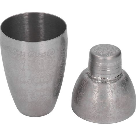 Hochfester Cocktailshaker aus Edelstahl 304, verziert mit geschnitzten Blumen, für Barkeeper. (1/5)
