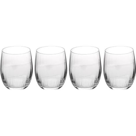 Mikasa Treviso Vaso de Cristal de Vino, 350ml, Juego de 4 Vasos Finos Transparentes Sin Plomo con Efecto Ondulado para Celebraciones