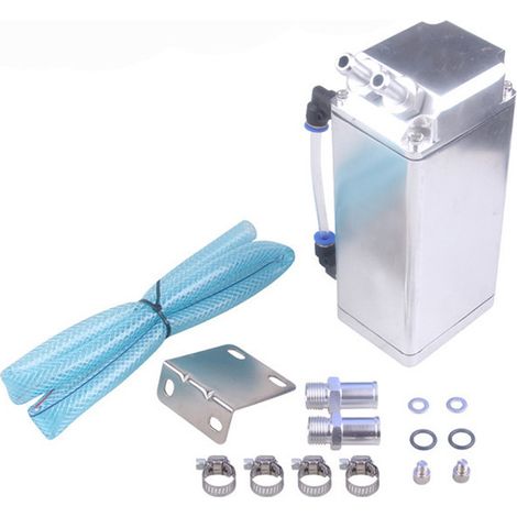 RASTP Car Customization Square Oil Can with Oil-Gas Separator and Secondary Waste Oil Recovery Filter - Silver (Unmarked) (1/4)