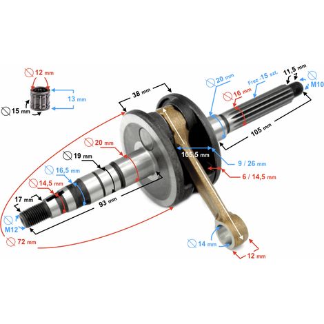 Albero motore per scooter Hurricane 50cc 2T (1/5)