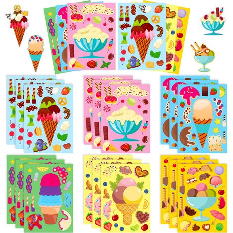18 Eiscreme-Dessert-Gesichtstausch-Aufkleber zum Selbermachen – ein tolles Puzzle für Eltern und Kinder, Weihnachtsgeschenk