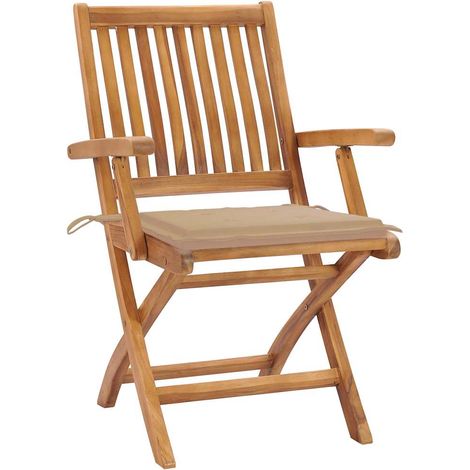 Maison Exclusive - Gartenstühle 2 Stk. mit Beige Kissen Teak Mass
