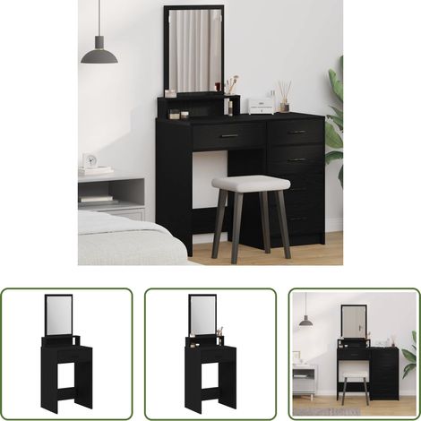 Schminktisch mit Spiegel - Schminktisch mit Regal Schwarz Eichen-Optik 50 x 41 x 140 cm (1/5)