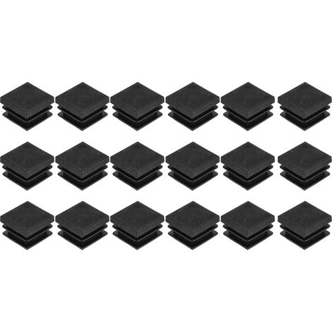 18 Pièces Bouchons Carrés en Plastique, 22mm x 22mm x 16mm Hauteur pour 17-20mm Tuyau Pied de Chaise Bouchons Embouts Carrés d'extrémité de Protection en PE pour Tables, Noir (1/5)