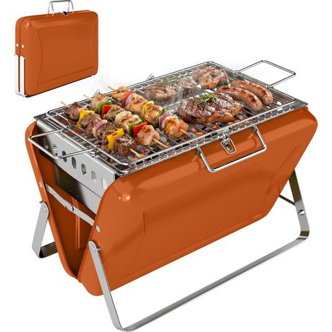 Orange Stainless Steel Portable Charcoal Barbecue for Camping (1/5)