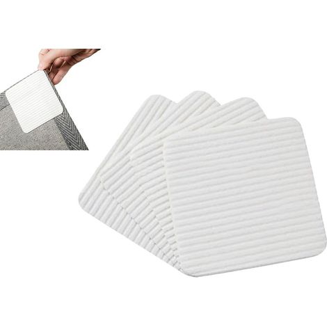 Lot de 4 attaches de tapis antidérapantes et lavables, autocollantes de fixation pour tapis (1/5)