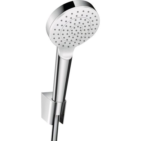 Hansgrohe Crometta - Brausegarnitur 1jet 9 l/min, mit Halter Porter, 125 cm, weiß / verchromt 26568400 (1/4)
