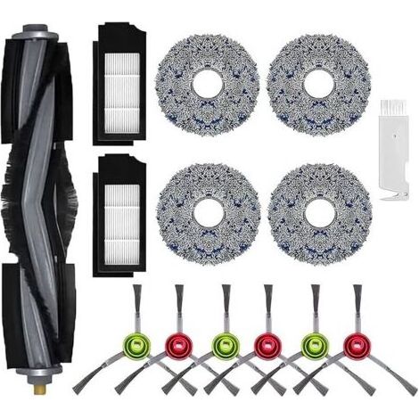 FENOPLASTICA Ersatzteilset für Ecovacs Deebot X1 Omni, X1 e Omni, X1 Turbo, T10 Turbo/Omni Saugroboter, 1 Bürste, 2 Filter, 6 Seitenbürsten, 4 Wischtücher, 1 Reinigungsbürste (1/5)