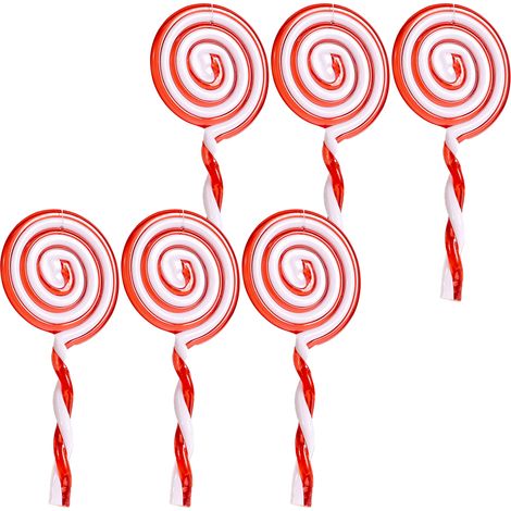 Adorno De Caramelo En Forma De Piruleta - Adorno Navideño Para Árbol - Rojo Y Blanco - 1 Unidad (1/5)