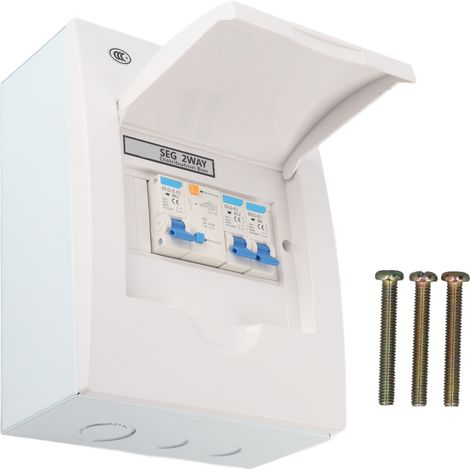 Boîte de distribution intérieure 2 MCB(B6A+B32A) RCD(63A 1P+N) pour garage, usine, style britannique, 230 V